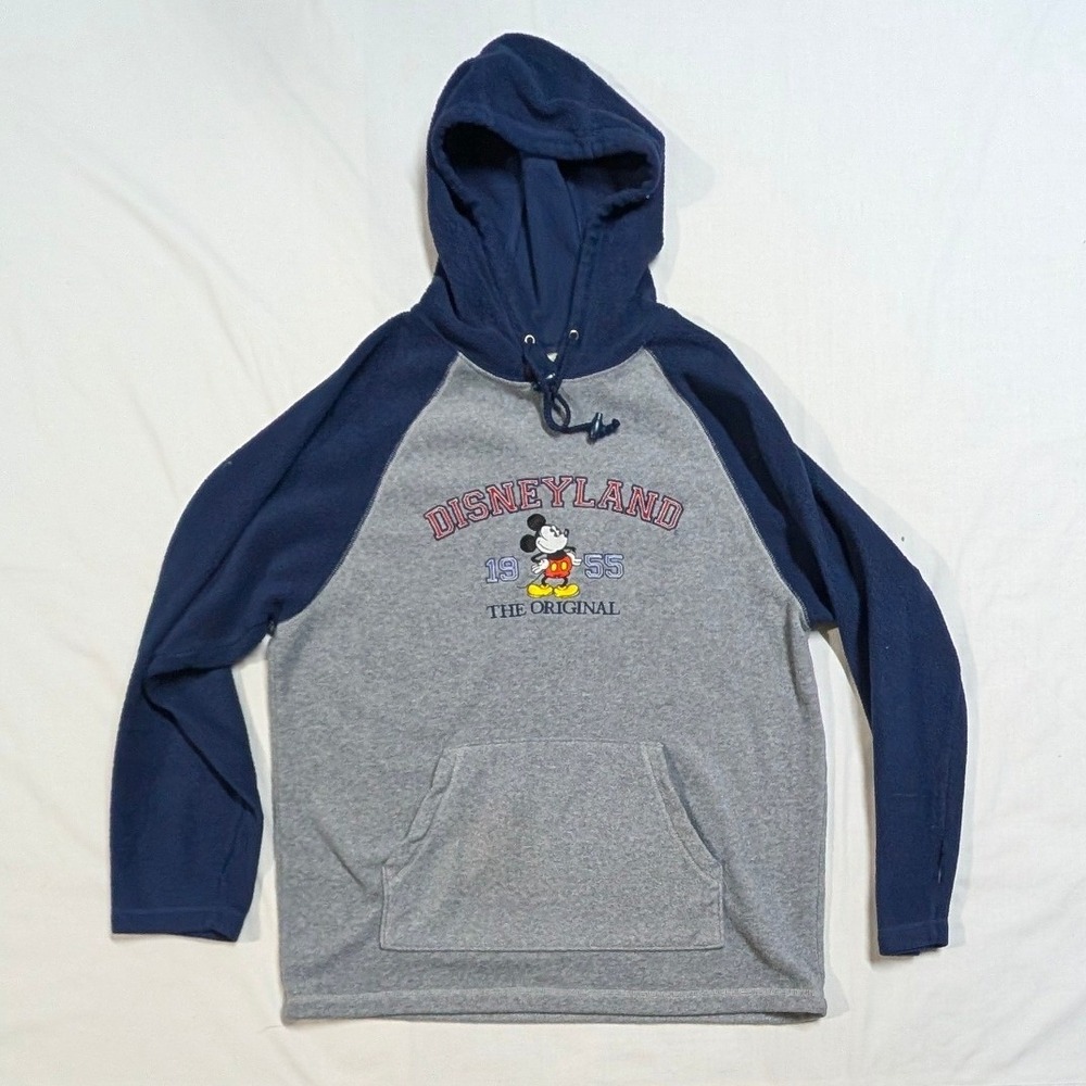 Disney Mickey Mouse Disneyland Resort Fleece Hoodie Grey Navy Blue Mens Medium